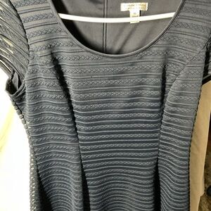 Textured Navy Scoop Neck Dress
